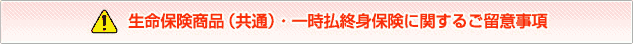 生命保険商品（共通）・一時払終身保険に関するご留意事項