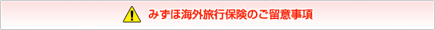 みずほ海外旅行保険のご留意事項