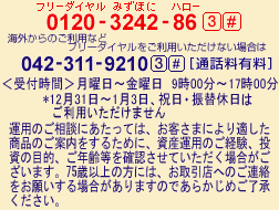 0120-3242-86（ルビ：フリーダイヤル みずほに ハロー） 3# ＜受付時間＞月曜日～金曜日 9時00分～17時00分 *12月31日～1月3日、祝日、振替休日を除く