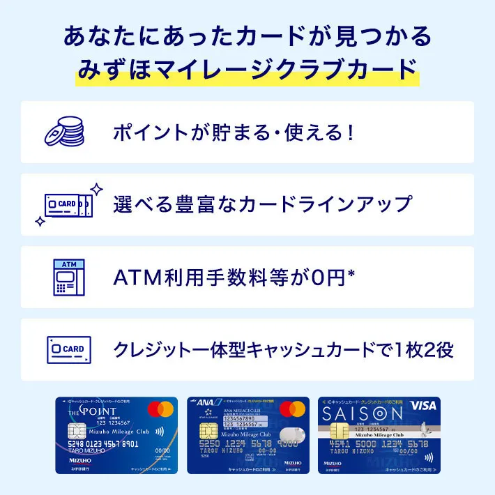 あなたにあったカードが見つかるみずほマイレージクラブカード