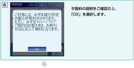 手数料の説明をご確認の上、「OK」を選択します。