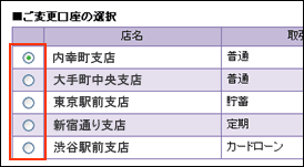 住所変更口座を選択する