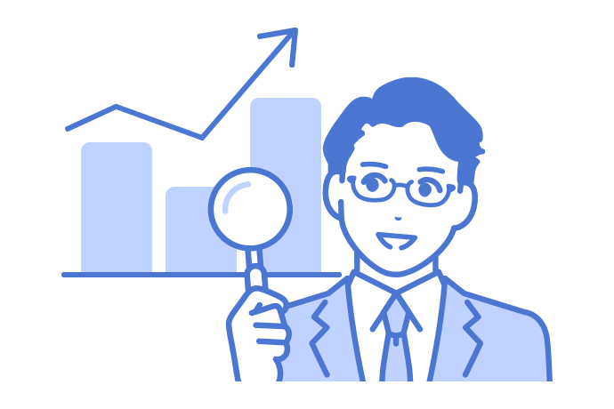 変動するグラフとDさんのイラスト