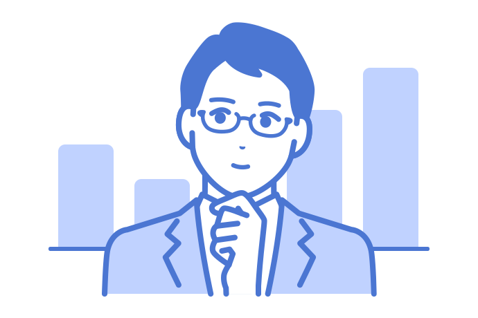 変動するグラフとEさんのイラスト