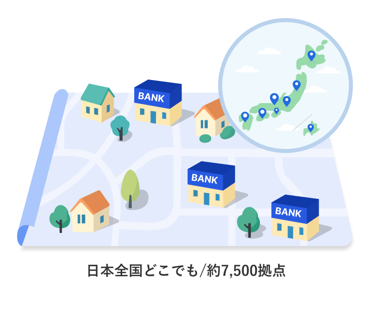 店舗・ATMが多くて便利ATM数はメガバンクNo.1の多さ