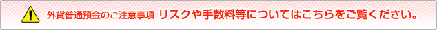 外貨普通預金のご注意事項 リスクや手数料等についてはこちらをご覧ください。