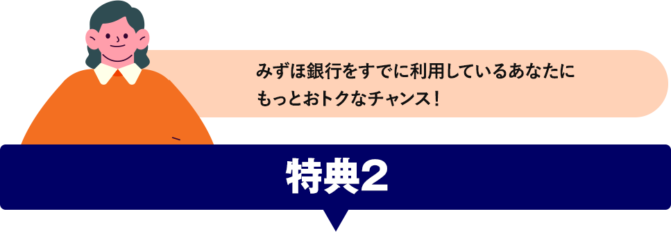 みずほ銀行をすでに利用しているあなたにもっとおトクなチャンス！ 特典2