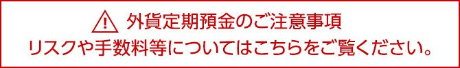 外貨定期預金のご注意事項 リスクや手数料等についてはこちらをご覧ください。
