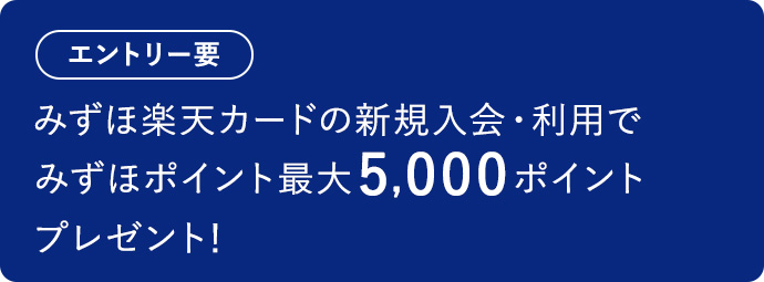 エントリー要 みずほ楽天カードの新規入会・利用でみずほポイント最大5,000ポイントプレゼント!