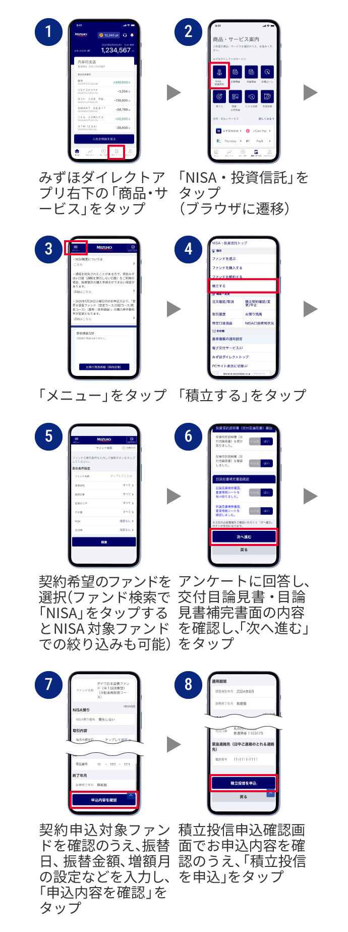 みずほダイレクトアプリでの積立投資信託のお申し込み方法