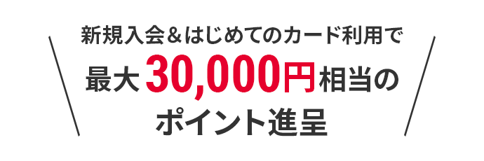 新規入会&はじめてのカードご利用で最大30,000円相当のポイント贈呈