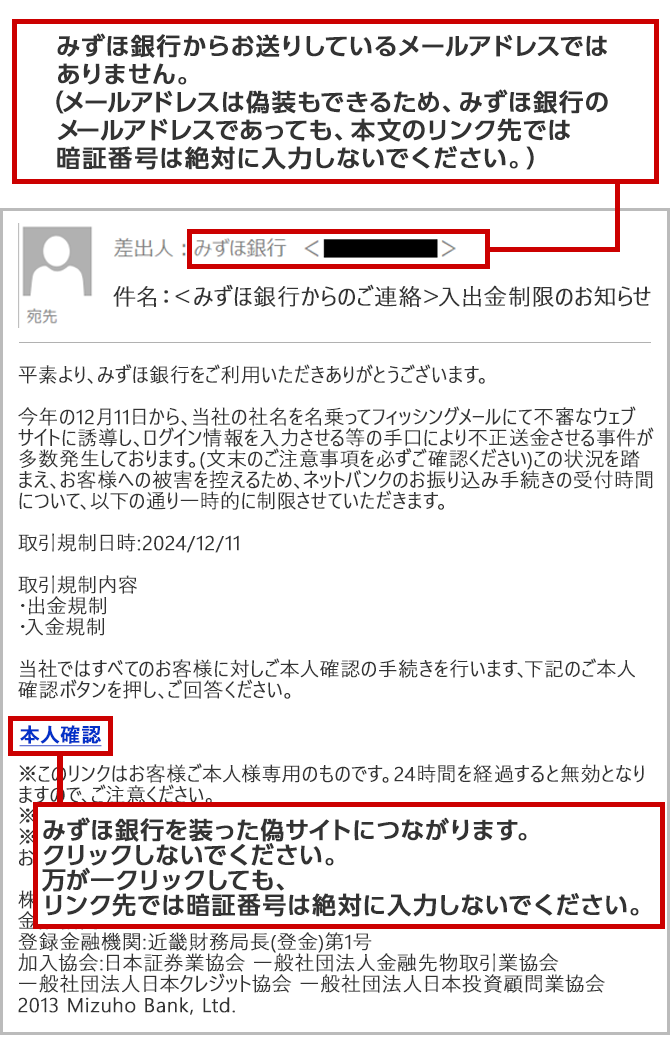 詐欺メール（フィッシング詐欺）にご注意ください | みずほ銀行 