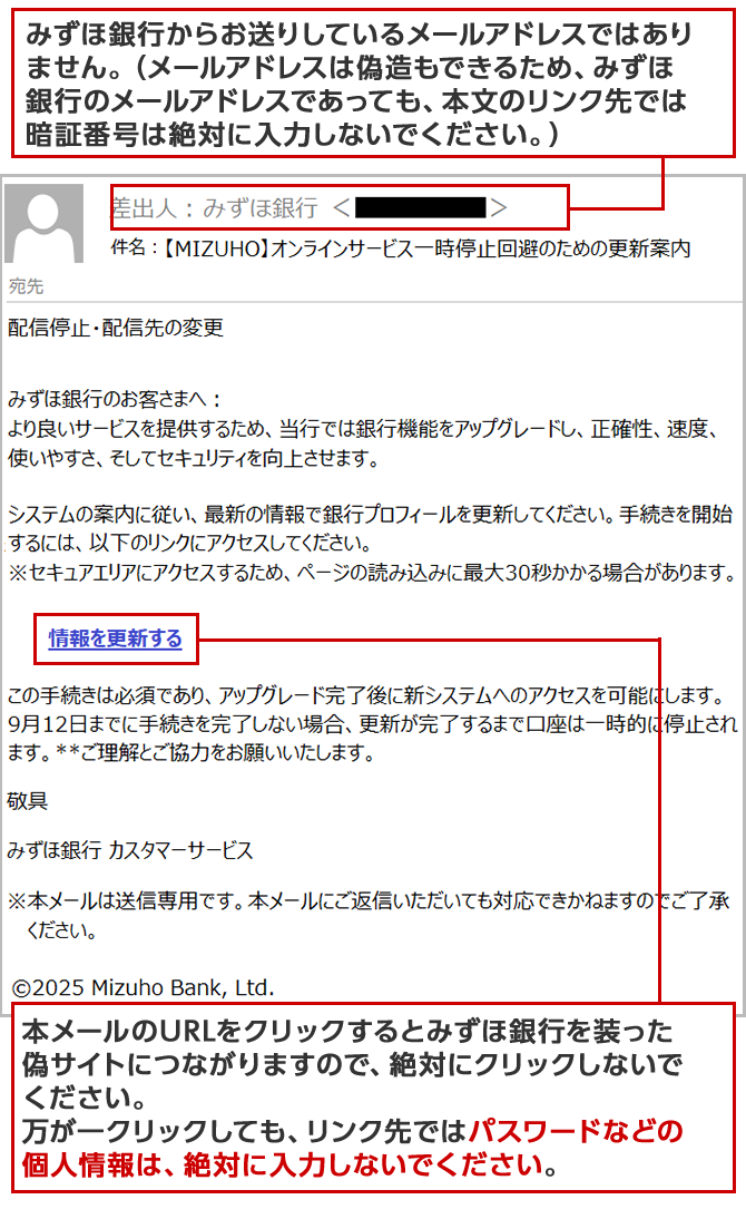 詐欺メール（フィッシング詐欺）にご注意ください | みずほ銀行