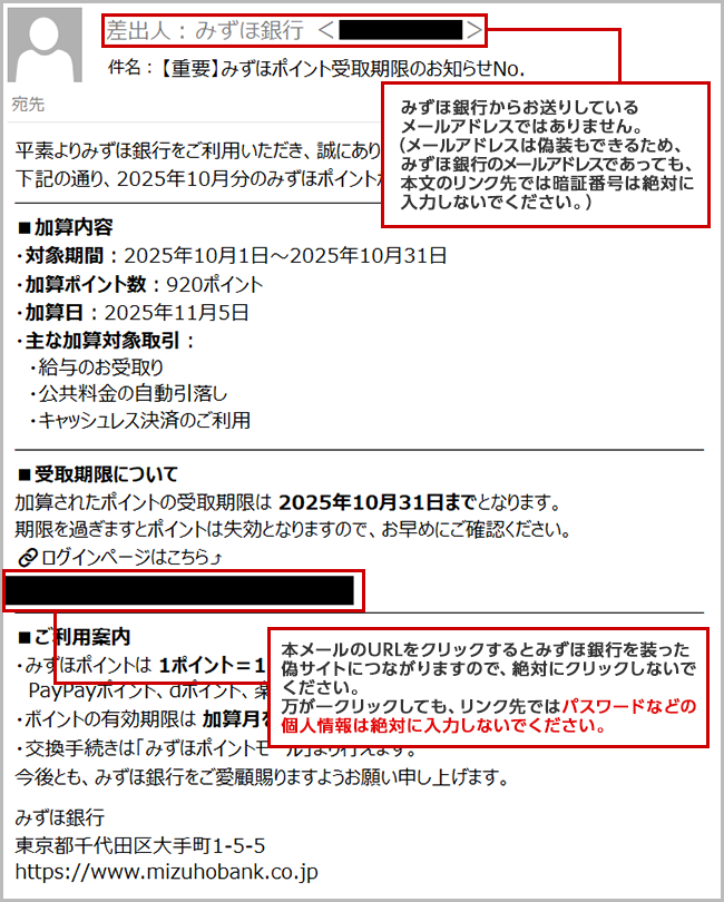 確認されている不審な電子メールのイメージ