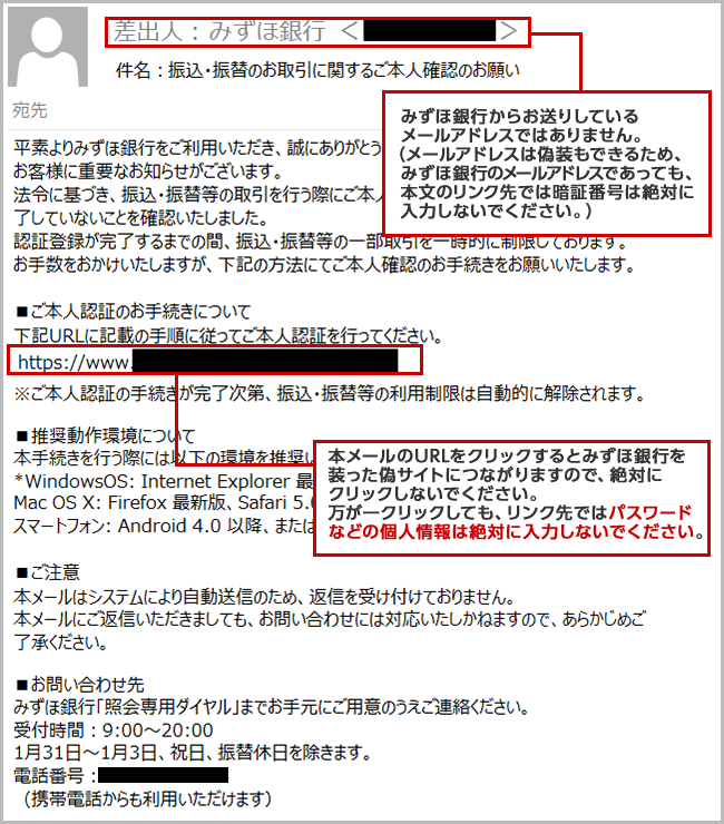 確認されている不審な電子メールのイメージ