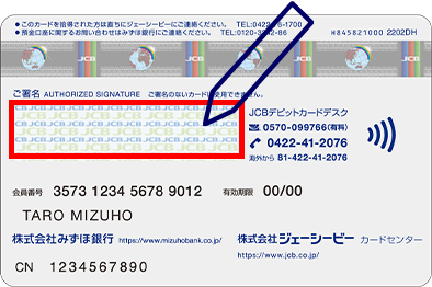 カードのご署名欄の場所