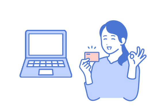 パソコンを購入した女性のイラスト