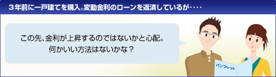 3年前に一戸建てを購入。変動金利型のローンを返済しているが‥‥ この先、金利が上昇するのではないかと心配。 何かいい方法はないかな?