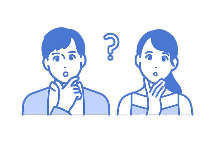 悩んでいる様子の男性と女性