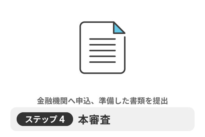 ステップ④本審査金融機関へ申込、準備した書類を提出