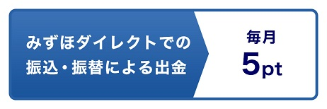 みずほダイレクトでの振込・振替による出金 毎月5pt
