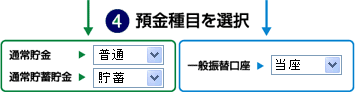 4.預金種目を選択