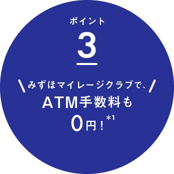 ポイント3 みずほマイレージクラブで、ATM手数料も0円!*1