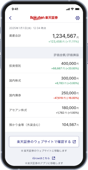 残高詳細の表示画面