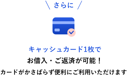 さらにキャッシュカード1枚でお借入・ご返済が可能!カードがかさばらずに便利にご利用いただけます