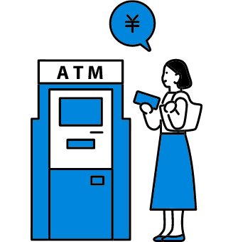 ATMと女性のイラスト