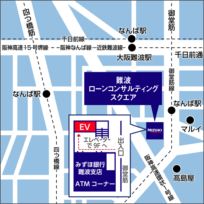 難波ローンコンサルティングスクエアの地図