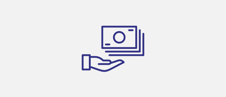 当せん金を受け取る様子のイラスト