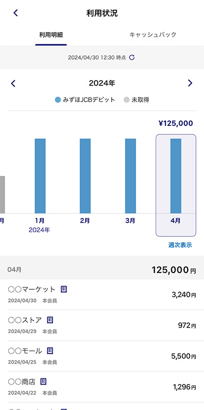 利用明細表示の設定（MyJCBアカウントの設定）ステップ6