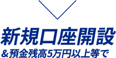 新規口座開設&預金残高5万円以上等で